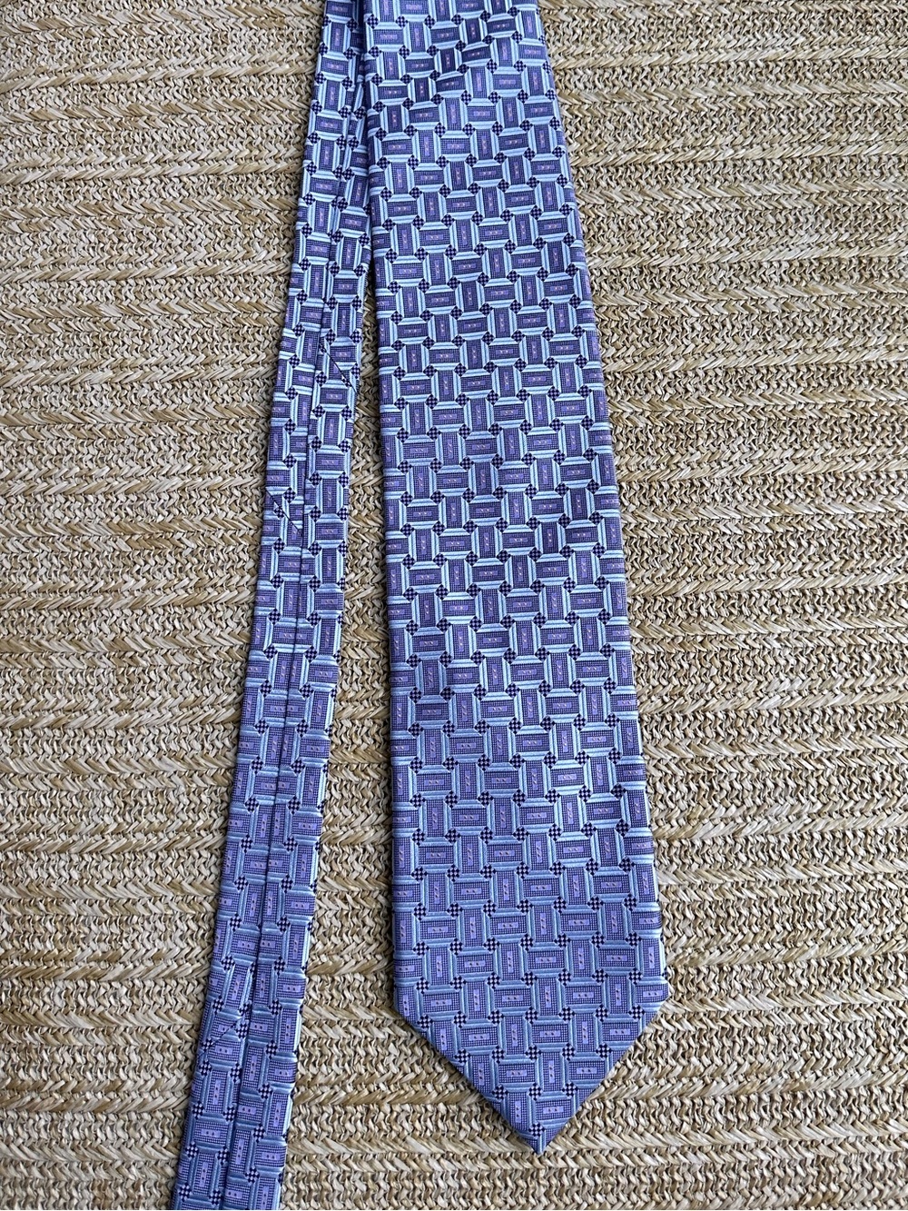 Ermenegildo Zegna Purple Geometric Silk Tie